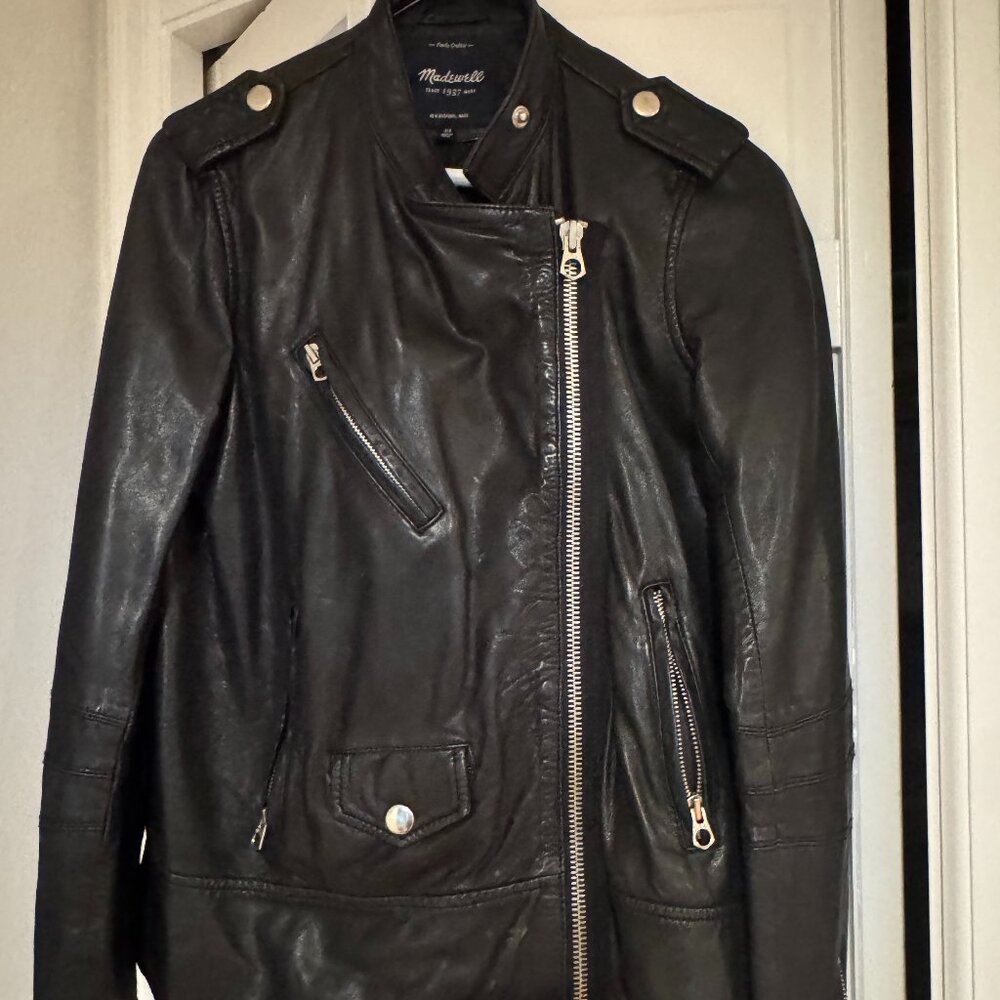 Madewell Washed Leather Oversized Motorcycle Jacket